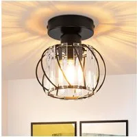 Nettlife Deckenleuchte retro Schwarz Kristall Modern E27 Küchenlampe Metall, LED wechselbar, Innen Deckenbeleuchtung für Korridor Balkon flur küchen