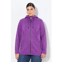 Ulla Popken Sweatjacke Strickfleece-Jacke Kapuze Reißverschlusstaschen