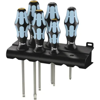 Wera 3334/3355/6 Schraubendrehersatz, Edelstahl + Rack, 6-teilig - 05032061001