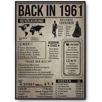 Tigerlino Poster Geschenk Männer Frauen, Geburtstag Rückblick Zeitreise Geschenkidee, 65. Geburtstag Jahrgang 1961, Bild