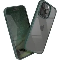 EAZY CASE Handyhülle Bumper Case für Apple iPhone 14 Pro 6,1 Zoll, Hybrid Handyhülle mit Displayschutz Backcover stoßfest Rand Nacht Grün