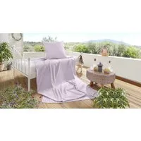 H.G. Hahn Haustextilien Bettwäsche Hahn Sommerset Kissenbezug + Sommerdecke Plaid Tuch uni lavendel, Baumwolle, 2 teilig