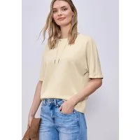 STREET ONE Sweatshirt Halbarm Silk-Look Shirt mit Kordelzug