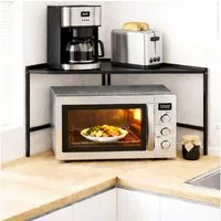 DanDiBo Küchenregal Eckregal Küche Arbeitsplatte Mikrowellenregal 72x72 cm Schwarz 96688