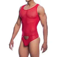 MOB Eroticwear Body Transparenter String-Body - rot (1-tlg) transparent