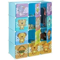 relaxdays Kinderkleiderschrank Steckregal Kinderzimmer mit Motiv (96-St) blau