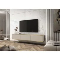 MOEBLO TV-Board Dayn RTV - 175 Riffelung (Lowboard Fernsehtisch TV Bank TV Tisch Fernseher Tisch TV Möbel, RTV-Schrank mit goldenen Einsätzen), (HxBxT):30x175x32cm