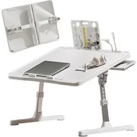 SURFOU Laptoptisch Tisch Laptop Bett Laptopständer Tablett mit Füßen 40 x 60cm (Ausklappbar mit Schublade Klappbarer Lapdesk), Höhenverstellbar mit 5 Einstellbare für Bett und Sofa