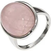 Zeeme Fingerring Silber 925 rhodiniert mit echtem Rosaquarz 20x15mm