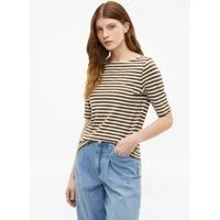 s.Oliver Kurzarmshirt T-Shirt Gestreiftes Halbarmshirt im Slim Fit mit Flammgarn