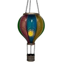 Coen Bakker LED Solarleuchte Hot Air Balloon, LED, amberfarben, Hängeleuchte Heißluftballon bunt 20 LEDs 15x25cm