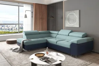 Ecksofa Sofa JADE Stoff Soft / Ontario Blau-Meeresgrün mit Schlaffunktion Ott...