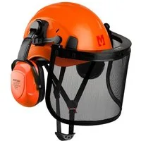 Mustbau Schutzhelm, Arbeitshelm Set mit Ohrschützer und Netzvisier