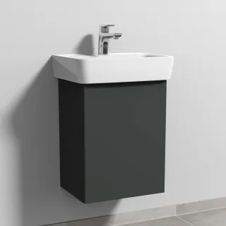 Sanipa 3way Waschtischunterbau zu Geberit Renova Plan Waschtisch mit 1 Tür, Graphit-Matt SP8711B