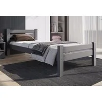 Home Collective Bettgestell Massivholzbett, Einzelbett mit Lattenrost & sicherem Lack, 210x102x72 cm, Grau