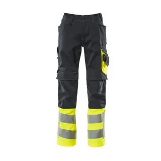 MASCOT Leeds Hose mit Knietaschen SAFE SUPREME Schwarzblau / Hi-vis Gelb 48 - 15679-860-01017-76C48