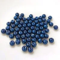 Kopper-24 Bastelperlen Glasperlen - Typ 'rund' - 20g - 8 mm - Blau dunkel