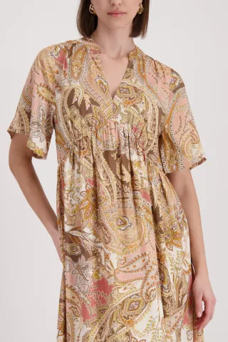 monari - Maxi Kleid mit Paisleymuster mocca gemustert - Gr. - 40