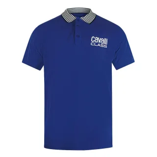 Cavalli Class - Poloshirt Mit Gestreiftem Kragen In Irisblau