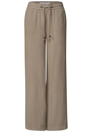 Street One - Stoffhose mit weitem Bein beige - Gr. - 30
