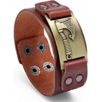 Eyecatcher Lederarmband Wickinger Axt Silber Bronze Gold Armband verstellbar Mittelalter (kein Set)