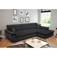 DOMO collection Ecksofa FRANZI 278x170x81 cm, Steppung im Sitzbereich, L-Form, ohne Funktion, Flachgewebe, graphite
