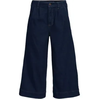 Culotte-Jeans mit Bundfalten Mid Waist für Damen in Petite-Größe, Damen, size: petite, Blau, Baumwolle/Polyester/Baumwoll-Mischung, by Lands' End