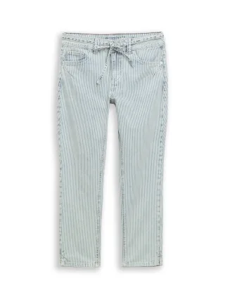 Tom Tailor - TTLENE SLIM CROPPED Jeans mit Streifenmuster denim offwhite stripe - Gr. - 27/26
