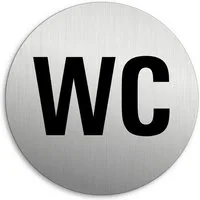 OFFORM DESIGN Hinweisschild WC Toilettenschild Ø 75 mm Aluminium Edelstahloptik selbstklebend, (1 St)