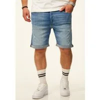 Jack & Jones Jeansshorts RICK Kurze Hose Original Denim mit Stretch Kurze Jeanshose im Destroyed Look & Regular-Fit für Herren