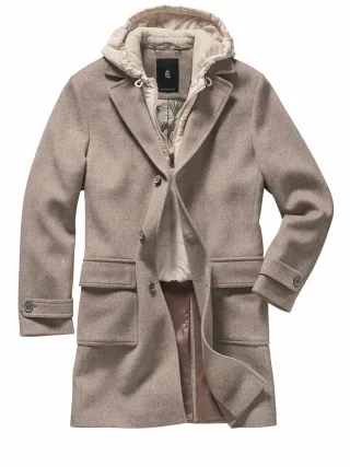 Mey & Edlich Herren Cocooning-Mantel Beige 50 % Wolle, 50 % Polyester (recycelt)