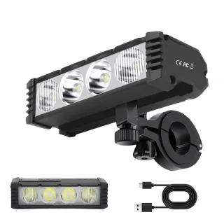 BIKIGHT Bicycle Headlight 1000 Lumen USB C Rechargeable 4-LED Front Light with Digital Display MTB Lamp for Night Riding