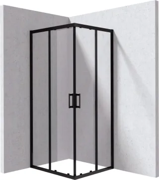 Neuesbad Rechteckige Duschkabine, Schwarz, Klarglas, 80x90x195 cm NB1DEKYCN089P1