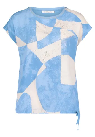 Betty & Co - Patchwork-Shirt beige/blau - Gr. - M