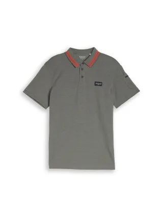 Tom Tailor - Poloshirt mit Ärmeltasche olive green grey two tone - Gr. - XXL
