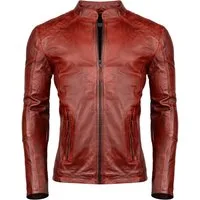 PAULGOS Lederjacke Herren Jacke Übergangsjacke Biker Look 100% Echtleder D3