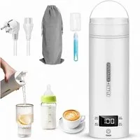 Fyrove Reise-Wasserkocher 500ml aus Edelstahl mit Temperaturanzeige,Tragbarer Wasserkocher, 300 W, Tragbarer Wasserkocher,für Büro, Camping und Reisen