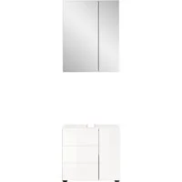 welltime Badmöbel-Set BIEL, 2 teilig, hochwertige MDF Front, Rillenoptik, (2-St., 2 teiliges Set, bestehend aus: Waschbeckenunterschrank, Spiegelschrank), Badmöbel, Kombination, Kombi, Badezimmer, Badkombination, Badschrank