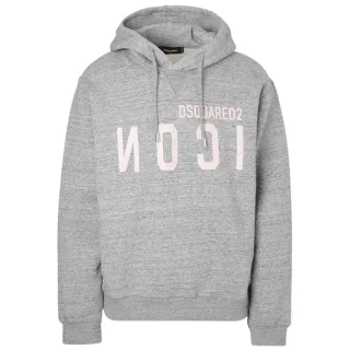 Dsquared2 Pink Icon Cracked Logo Grey Hoodie