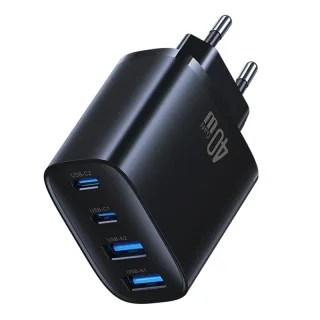 [GaN Tech] USAMS CC330 T70 40W 4-Port USB PD Charger 2USB-A+2USB-C PD QC FCP Fast Charging Wall Charger Adapter EU Plug