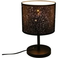 Nettlife Nachttischlampe Tischleuchte E27 Sternenhimmel Stoff-Schirm, mit Kippschalter, LED wechselbar, für Schlafzimmer Wohnzimmer Esszimmer