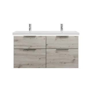 Burgbad Keramik Waschtisch-Set Eqio Eiche Dekor Silber/Alpinweiss, SEZD123F6015C0001 SEZD123F6015C0001