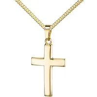 JEVELION Kreuzkette Kreuzanhänger 333 Gold - Made in Germany (Goldkreuz, für Damen und Herren), Mit Kette vergoldet- Länge wählbar 36 - 70 cm oder ohne Kette.