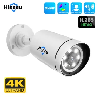 1/2Pcs Hiseeu 4K 8MP PoE IP Camera Outdoors Night Vision Motion Detection Two-way Intercom H.265+ Video Surveillance Aud