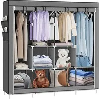 JEOBEST Kleiderschrank Stoffschrank, Kleiderschrank mit Kleiderstange und Ablagen Faltschrank für Schlafzimmer, Ankleidezimmer, 167 x 45 x 170 cm