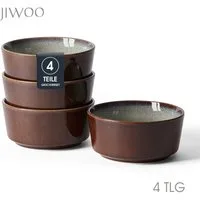 JIWOO Salatschüssel 4er Ø15,3cm, Müslischüssel Suppenschüssel Suppenschale Dessertschale, Keramik, (Set, 4-tlg), Bowl, Hochwertiges Schüssel Braun Mikrowellen spülmaschinenfest
