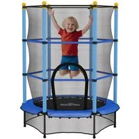 HOMCOM Kindertrampolin Ø140 cm, mit Sicherheitsnetz, Randabdeckung, Ø 140 cm, (Indoor Trampolin, 1 tlg., Trampolin), für Kinder 3-10 Jahre, bis 50 kg belastbar, Blau