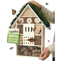 Zooprinz Insektenhotel Insektenhaus zum Aufhängen XXL Vollholz 55x31 cm, Kiefernholz, Bambus, Tannenzapfen, mit Dekoration und Aufhängung