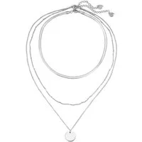 Hey Happiness Edelstahlketten-Set Layer, Mehrreihige Choker Kette mit Kreis, Plättchen Kette Schlange, Damen Edelstahl Kette wasserfest