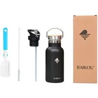 RAIKOU Isolierflasche Edelstahl Trinkflasche Vakuumisolierte Wasserflasche Thermoflasche, bis zu 12H heiß / 24H kalt,mit 2 Deckel,350ml/500ml/750ml/1000ml